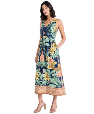 Women's Sleeveless Printed Midi Dress