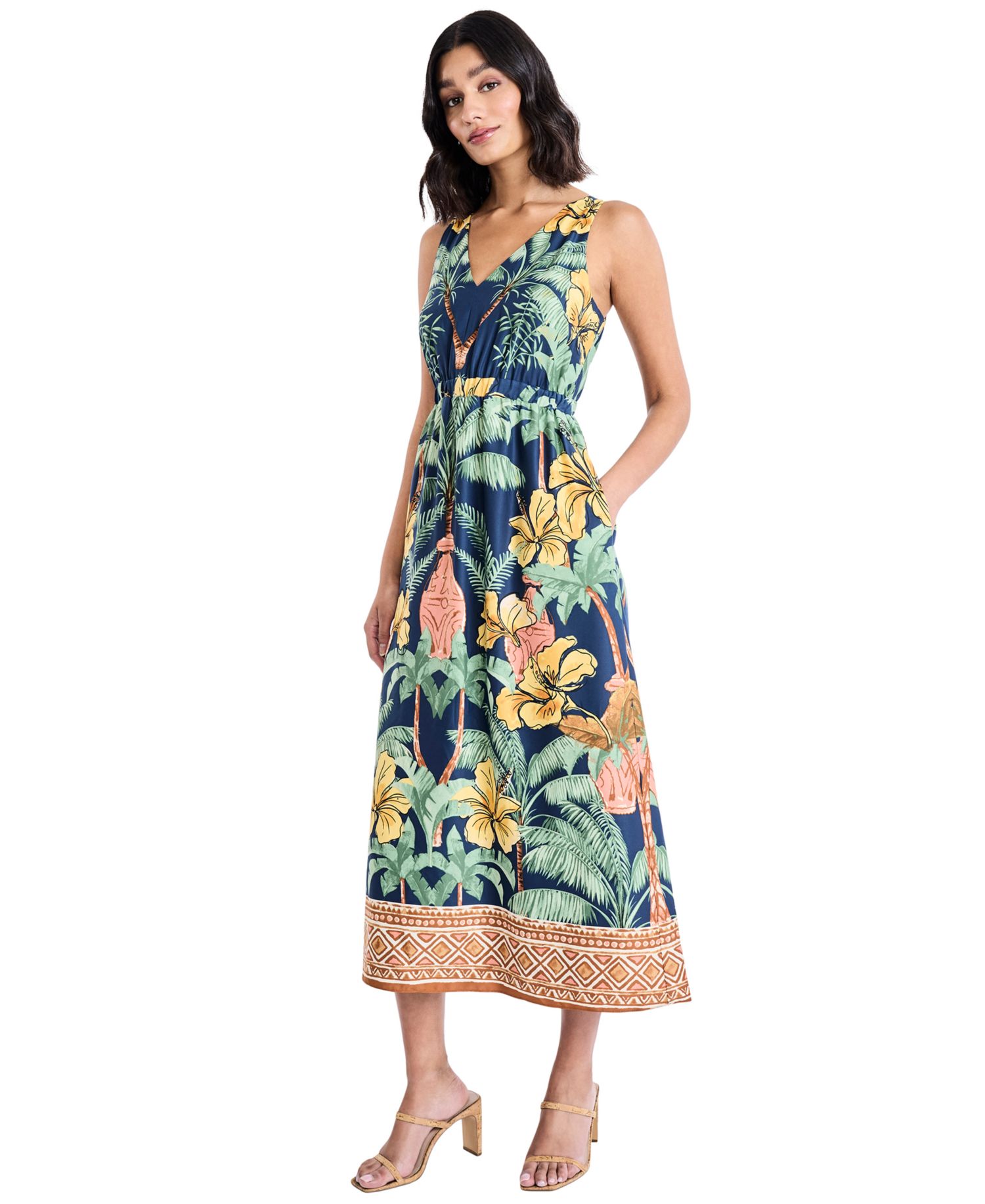 Women's Sleeveless Printed Midi Dress