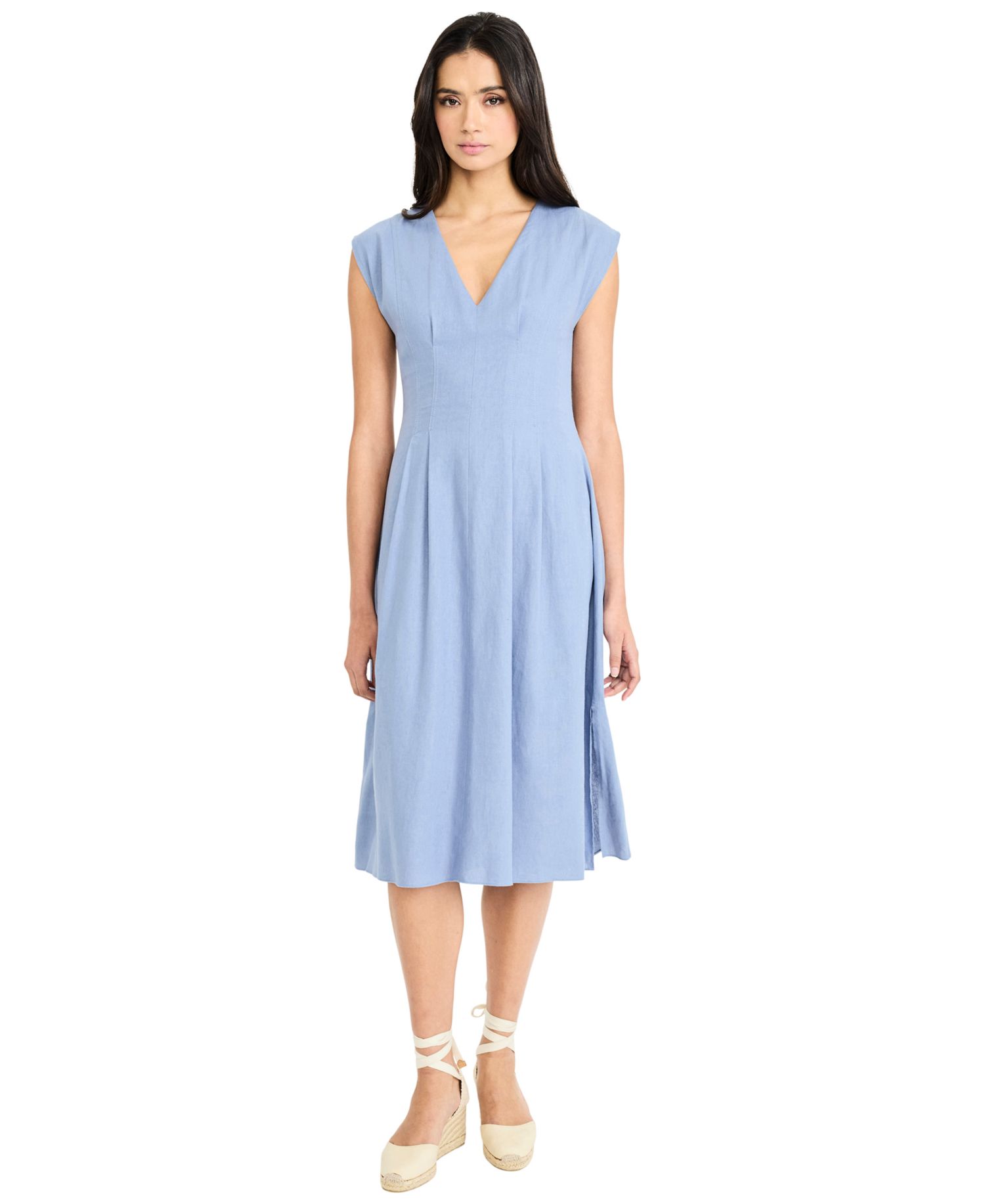 Women's V-Neck Flare Midi Dress