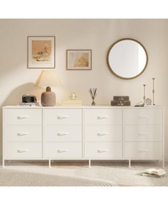 70 Inch Dresser for Bedroom, TV Stand, Wide Chest of Drawer with Storage, Charging Station