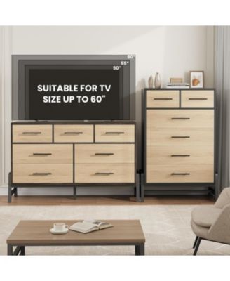 4+2 Dresser for Bedroom, 46.6 in Tall Dresser, Tall Drawer with Storage Freestanding, Wooden Closet Storage Chest for Living Room