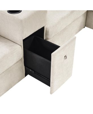 5-Seat 134" U-Shape Sectional Sofa with Chaise, Cup Holders & Storage