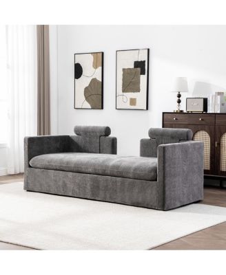 Chenille Double-Seater Sofa with Pillows