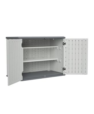 Horizontal Storage Shed with Removable Shelf, Large Lockable Outdoor Cabinet