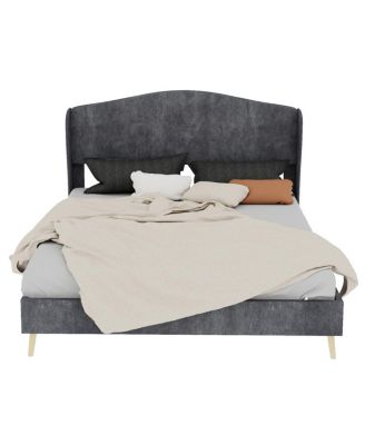 Velvet Upholstered Queen Bed - Luxurious & Peaceful Master Bedroom Focus