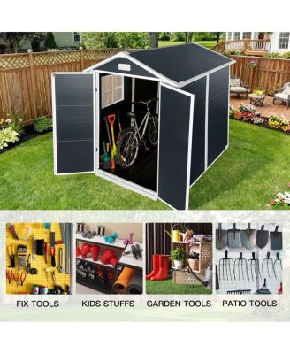 6ft x 6ft Plastic Outdoor Storage Shed with Lockable Door