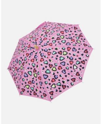 Girl Color-Changing Umbrella Hearts Print