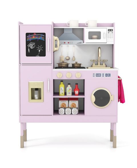 Детский игровой набор Slickblue Kids' Kitchen Playset with Range Hood, Ice Maker & Telephone, от 3 лет, цвет: Светлый розовый