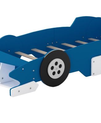 Twin Size Race Car-Shaped Platform Bed with Wheels