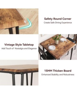 Dining Table Set for 4 Kitchen Table with Upholstered Chairs for Kitchen Room and Small Spaces (Retro Table with 2 Upholstered Chairs)