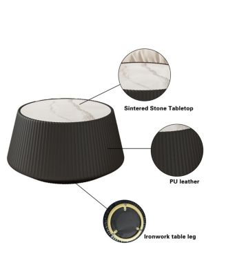 Modern sintered stone top leather sofa coffee table