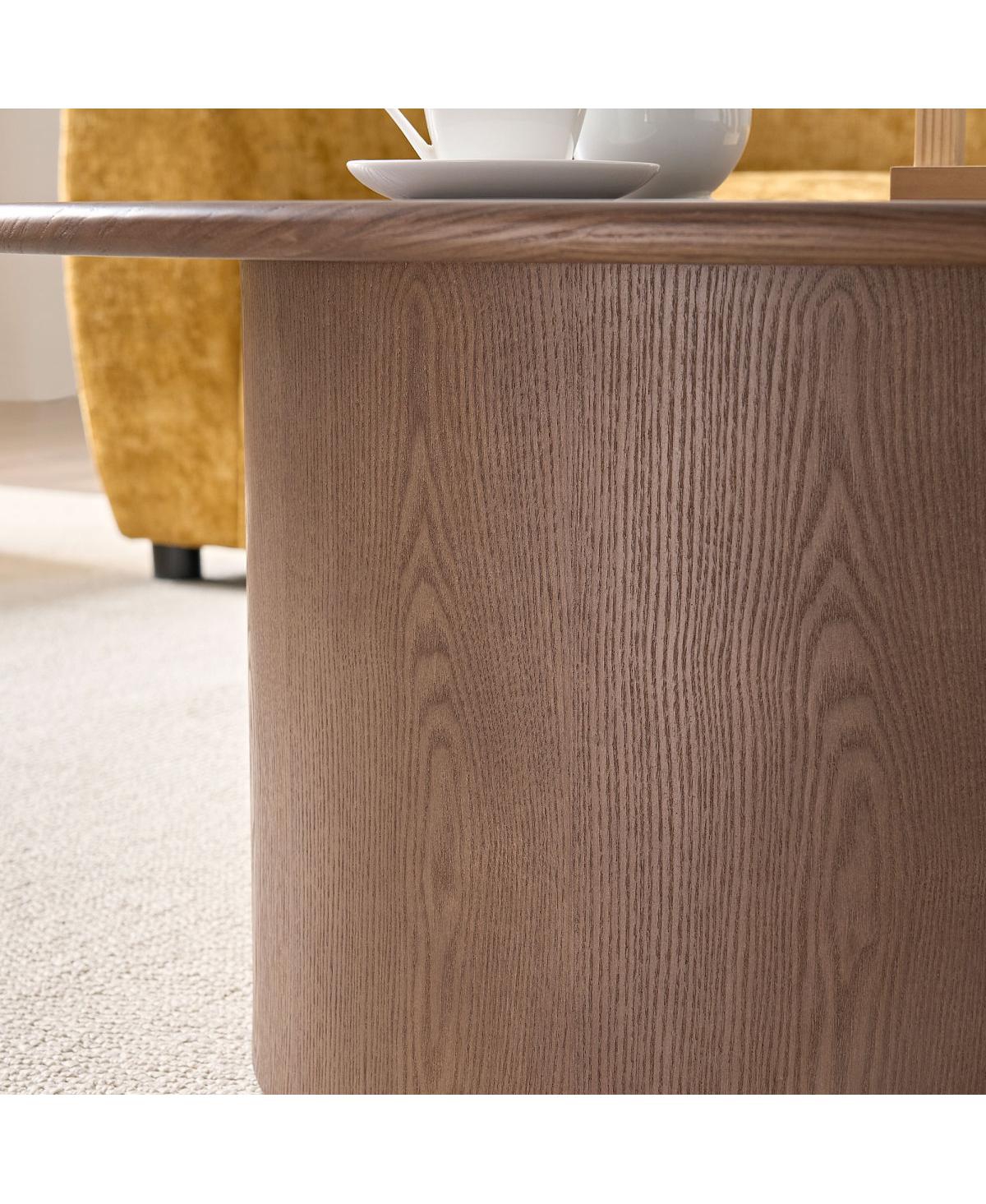 Streamdale Furniture Coffee Table Set of 2, Round Mdf Living Room Table, Walnut