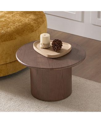 Coffee Table Set of 2, Round MDF Living Room Table, Walnut