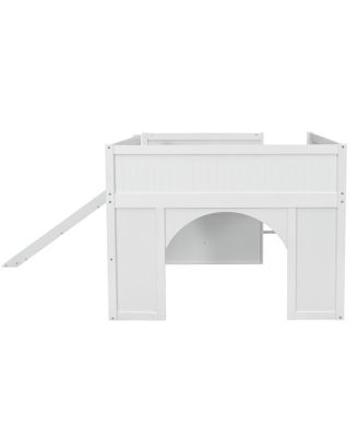 Streamdale   Wooden Low Loft Bed with Storage, Slide, Door & Window