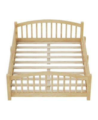 Montessori Floor Bed with Slats & Guardrails, Solid Wood, Easy Assemble