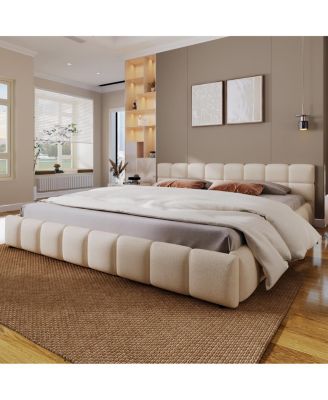 Streamdale Elegant  Chenille Upholstered Bed with Checkerboard Design