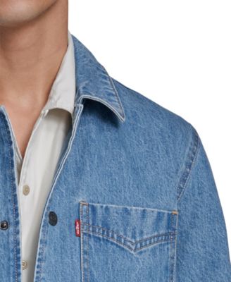 Men's Three-Pocket Zippered Chore Denim Jacket