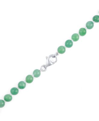 Green Jade (6-10mm) Graduated Necklace in Sterling Silver