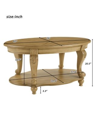 Streamdale 42" Oval Wood Coffee Table with Open Storage Shelf