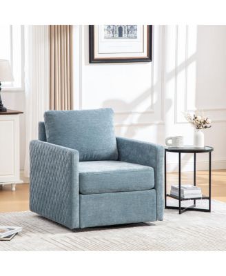 360° Swivel Armchair with Hidden Storage & Pillow