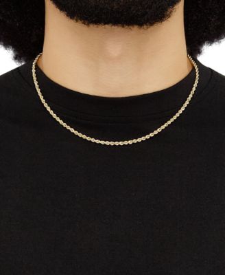 Hollow Rope Chain Necklace in 14k Yellow Gold