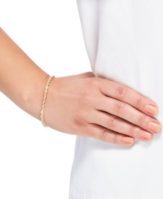 Hollow Rope Chain Bracelet in 14k Yellow Gold