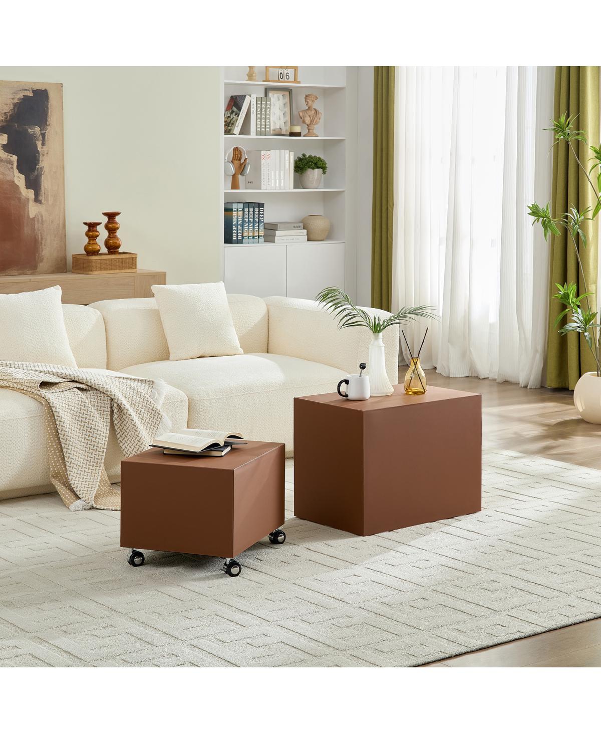 Streamdale Modern Brown Mdf Saddle Leather Table – Two Compact Sizes