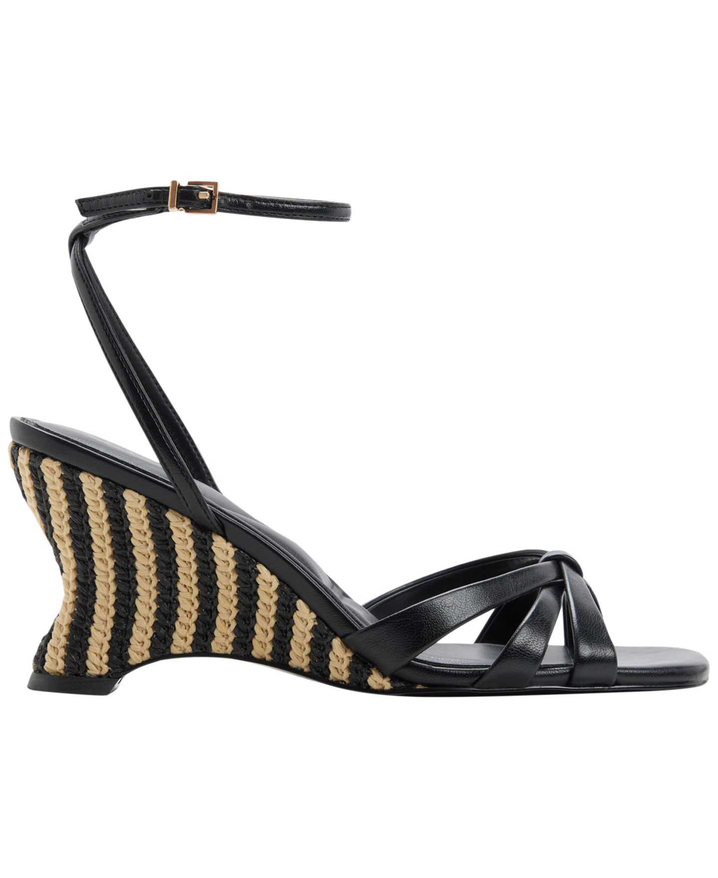 Женские сандалии ALDO Ermanna Square Toe Wedge, цвет: Чёрный гладкий — фото 2
