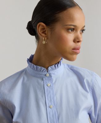 Women's Band Collar Long-Sleeve Shirt