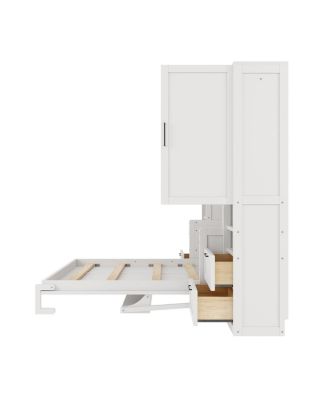 Queen Size Murphy Bed with Closet, Drawers & Shelves