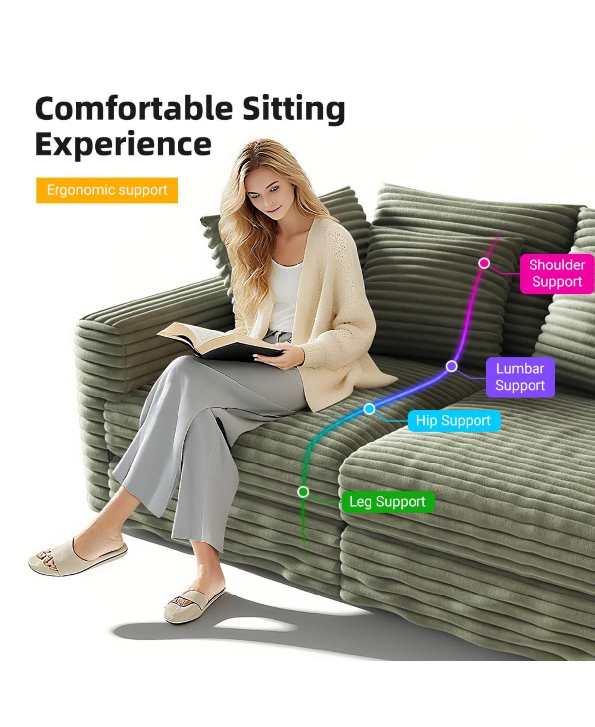 Streamdale Furniture Streamdale 102" Plush Corduroy 4-Seat Sofa
