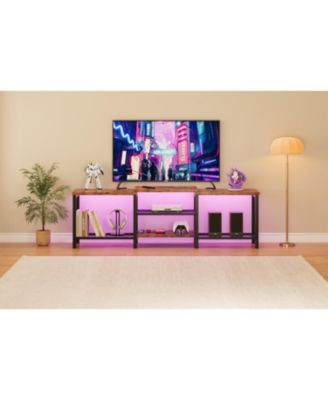 TV Stand to 75 Inch TV, Entertainment Center with Power Outlet,TV Media Console Table with 3-Tier Open Storage Shelves