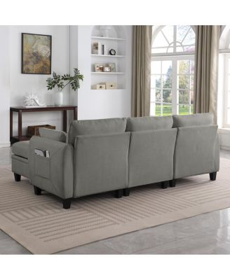 85" Chenille Modular Sectional Sofa with Storage Ottoman