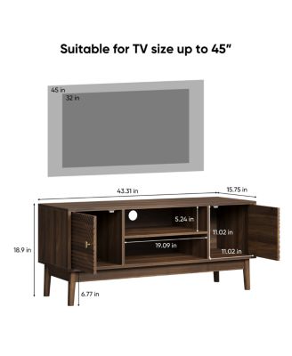  Mid-Century Modern Walnut TV Stand for Living Room & Bedroom