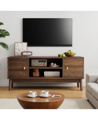  Mid-Century Modern Walnut TV Stand for Living Room & Bedroom