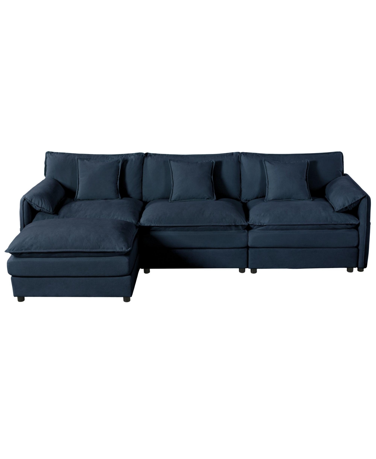 Boyel Living Modular Sectional Sofa , 3-Seater Comfy Cloud Couches with Movable Ottoman, Chenille