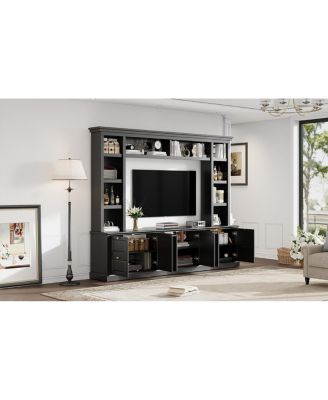 Modern TV Stand with Bookcase for TVs up to 70 inch, 3 Shelves