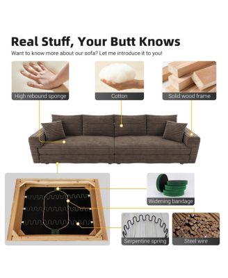 102" Plush Corduroy 4-Seat Sofa, Modern Comfy Upholstered Cloud Couch with Ottoman