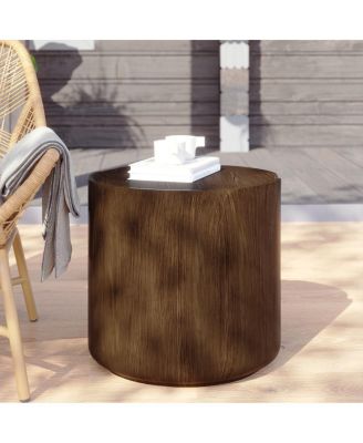 Modern Wood Grain Patio Garden Stool, Sturdy Waterproof, No-Assembly Table