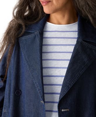 Women's Notch Collar Denim Coat, Regular & Plus Size