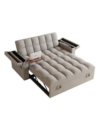 Streamdale 65-inch 3-in-1 Foldable Sofa Bed with Table, Storage Armrests & Adjustable Back