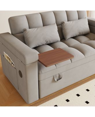 Streamdale 65-inch 3-in-1 Foldable Sofa Bed with Table, Storage Armrests & Adjustable Back