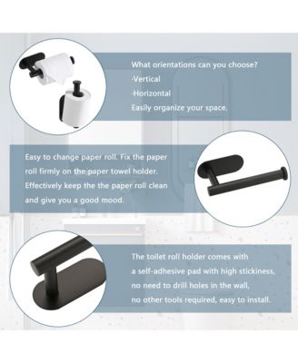 Self Adhesive Toilet Paper Holder - Stainless Steel, Rustproof, No Drilling, Wall Mount Bathroom Tissue Holder for Bathroom