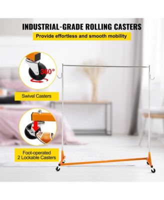Z Rack, Adjustable Height Rolling Z Garment Rack, Sturdy Steel Z Base Clothing Rack with Lockable Casters for Home and Garment Store