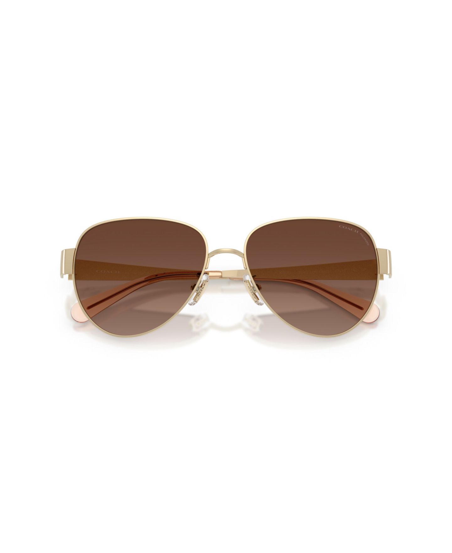 Женские солнцезащитные очки COACH Pilot Polarized Sunglasses, CDP37 HC7186, цвет: Блестящий светлый золотой — фото 5
