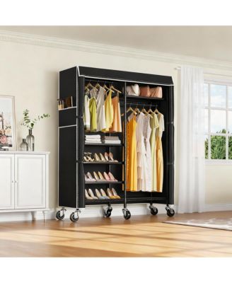 YIGII Heavy Duty Metal Garment Rack - 620lb Capacity, 6 Tiers, Adjustable Shelves, Lockable Wheels, Easy Assembly