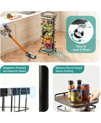 5-Tier Rotating Storage Cart for Kitchen & Pantry