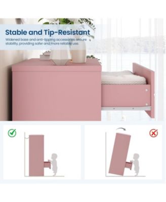 Tall 4 Drawer Dresser, Wooden Storage Chest with Metal Handles for Bedroom, Living Room