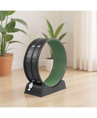  Cat Treadmill with Green Carpet, PP Track Connector & Toy Stick