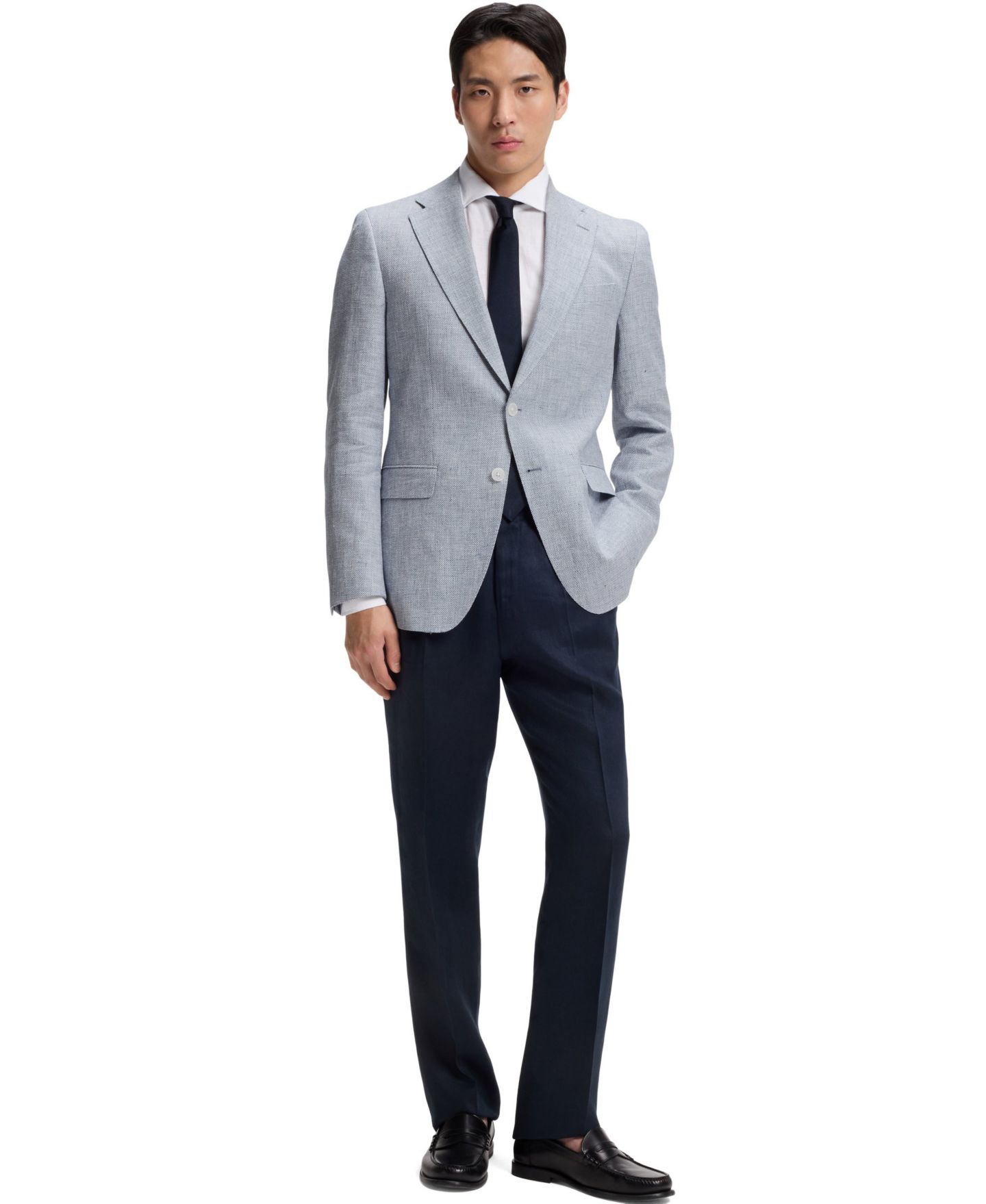 Мужской пиджак Hugo Boss Pepita Houndstooth Pattern Slim-Fit Blazer, цвет: Синий — фото 2